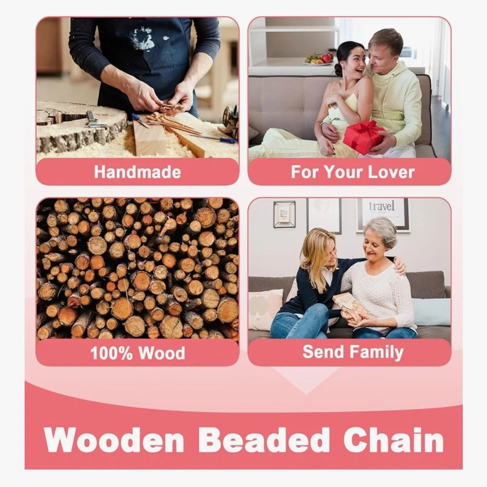 🆕 Wooden Bead Lanyard for ID Cards, Lanyard with ID Holders